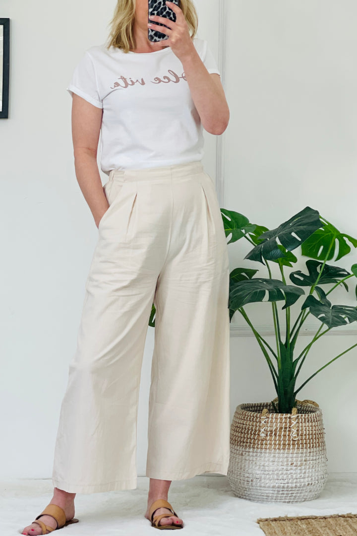 Renee Wide Leg Cotton Trousers