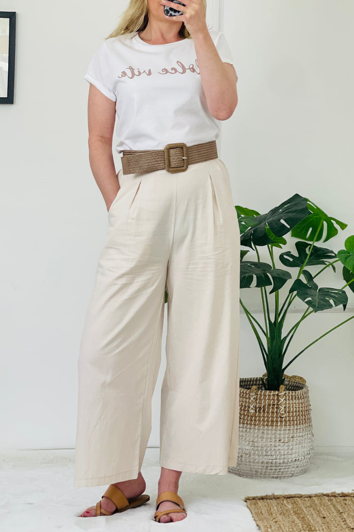 Renee Wide Leg Cotton Trousers