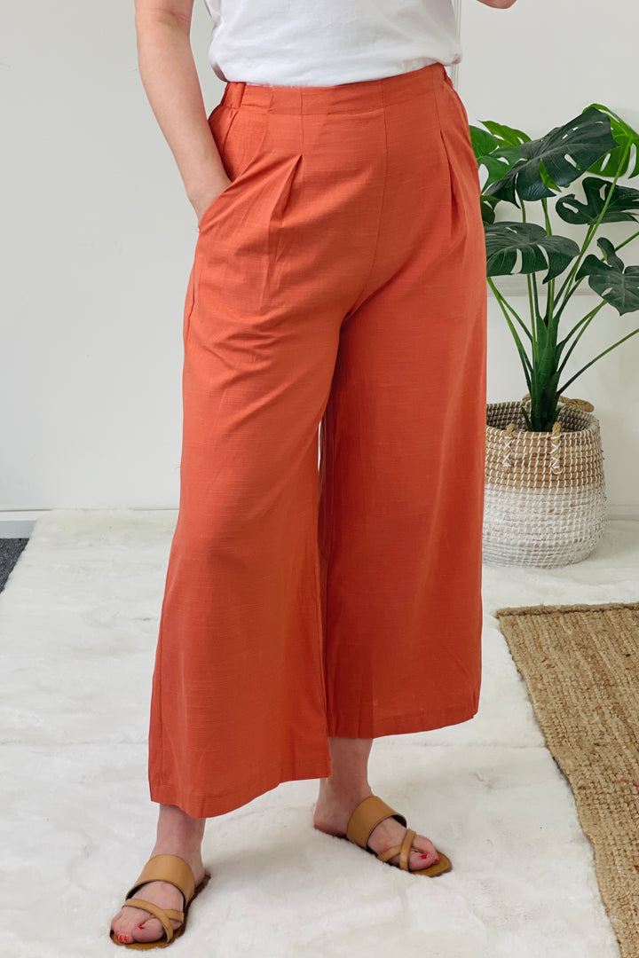 Renee Wide Leg Cotton Trousers