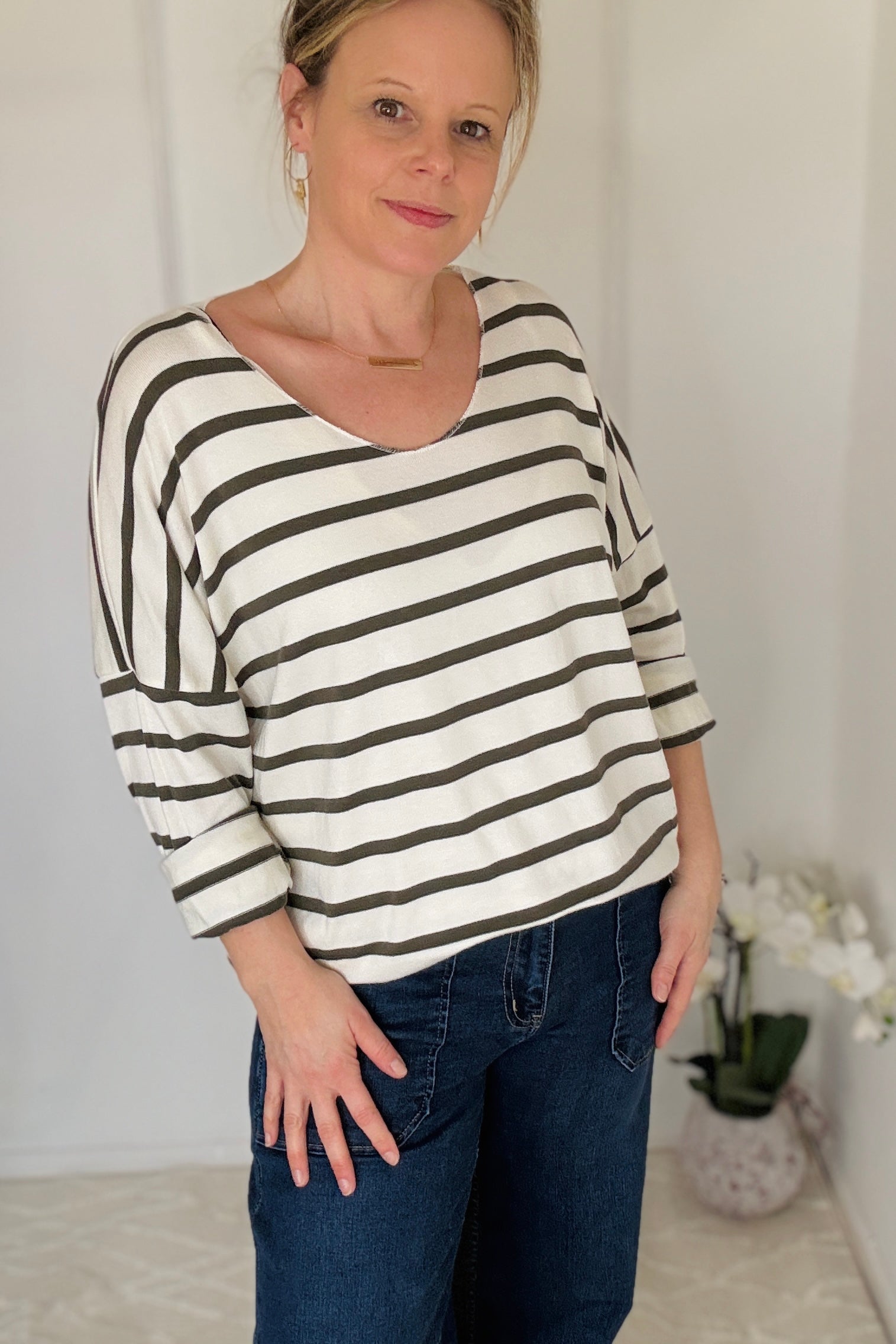 Carmelle Breton Top (navy or khaki)