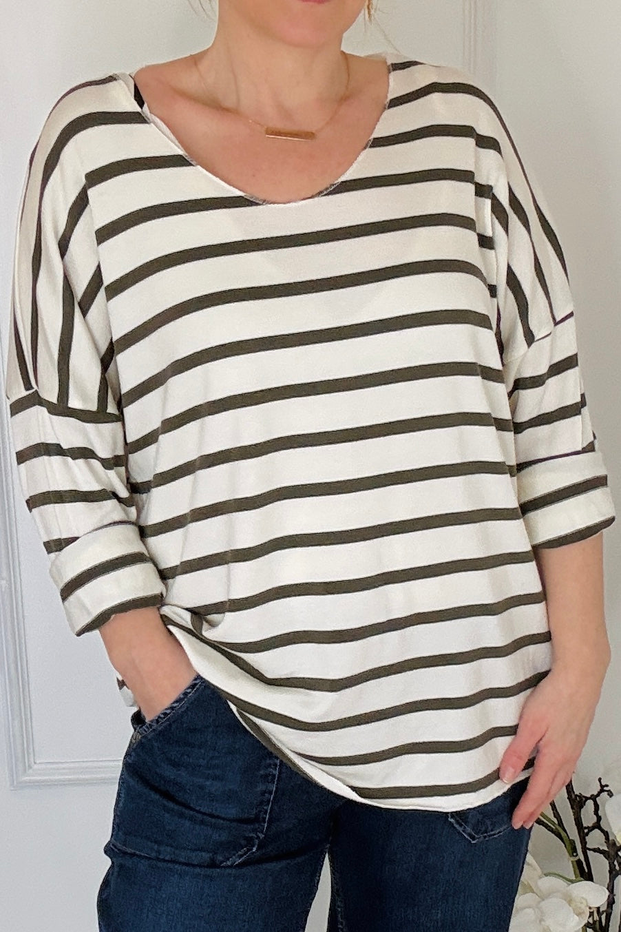 Carmelle Breton Top (navy or khaki)