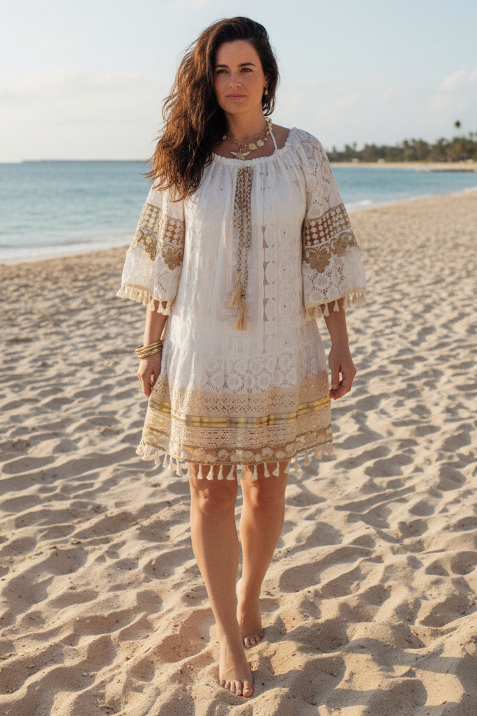 Carrie Bardot Broderie Beach Cover Up