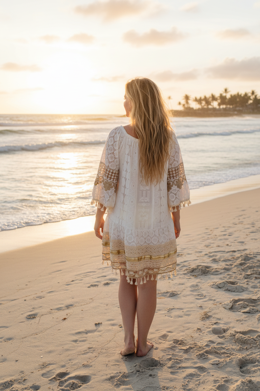 Carrie Bardot Broderie Beach Cover Up