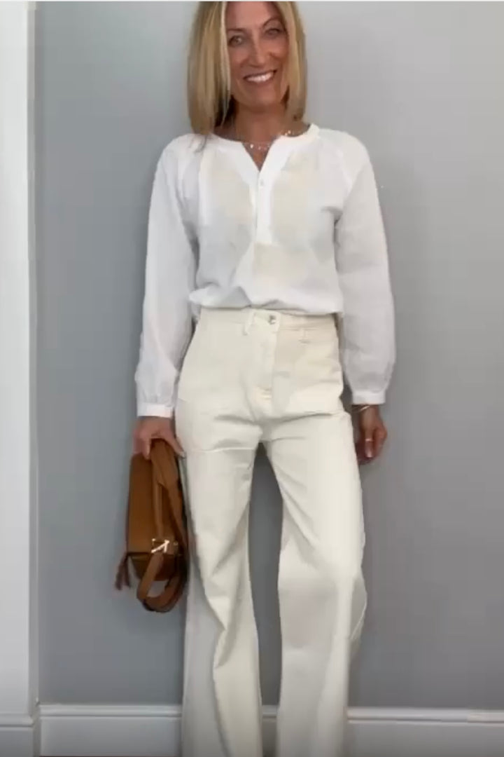 Pisa Cotton Embroidered V Neck Blouse