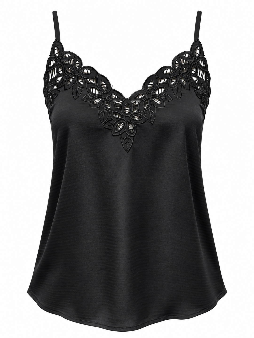 Leah Embroidered Camisole Top (Black)