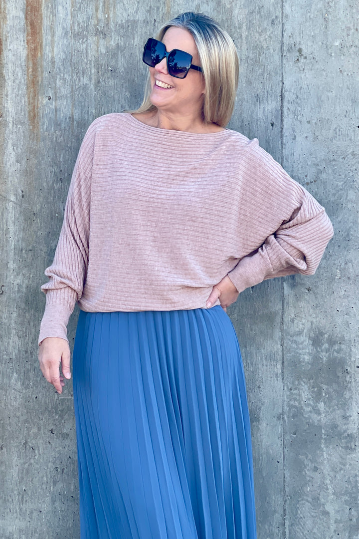 Jenny Ribbed Batwing Jumper | Mocha