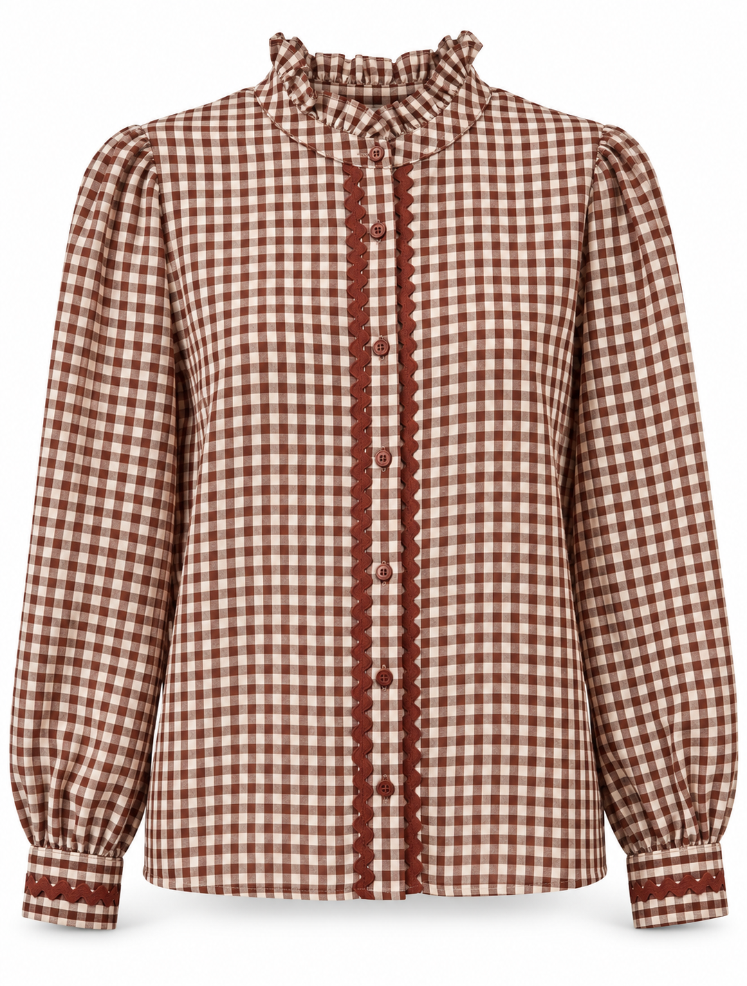 Nora Brown Gingham Blouse