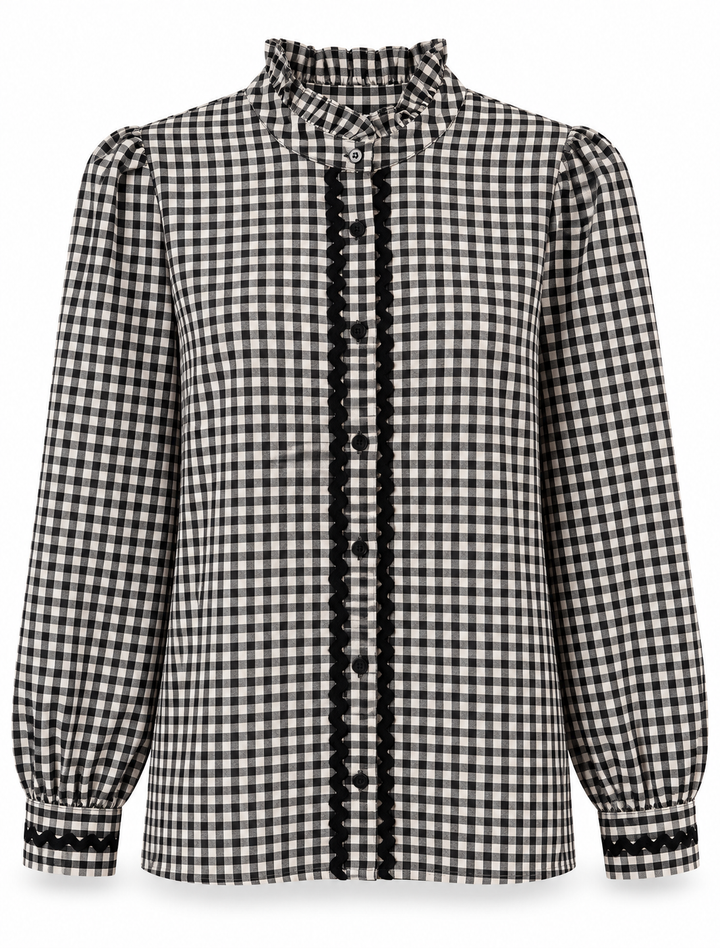 Nora Black Gingham Blouse