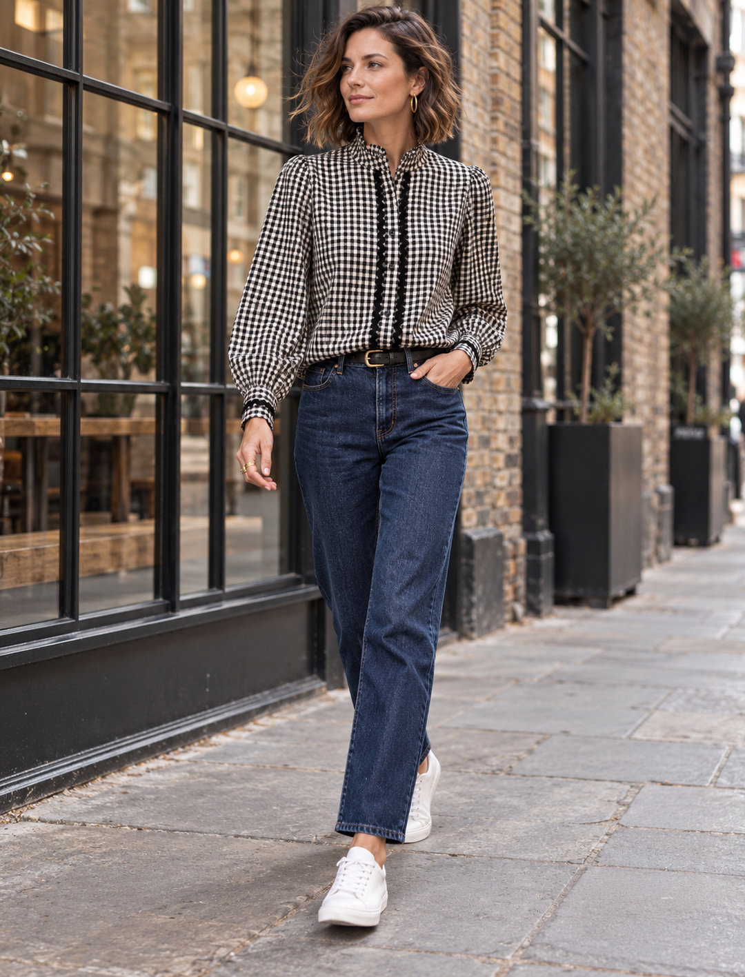 Nora Black Gingham Blouse
