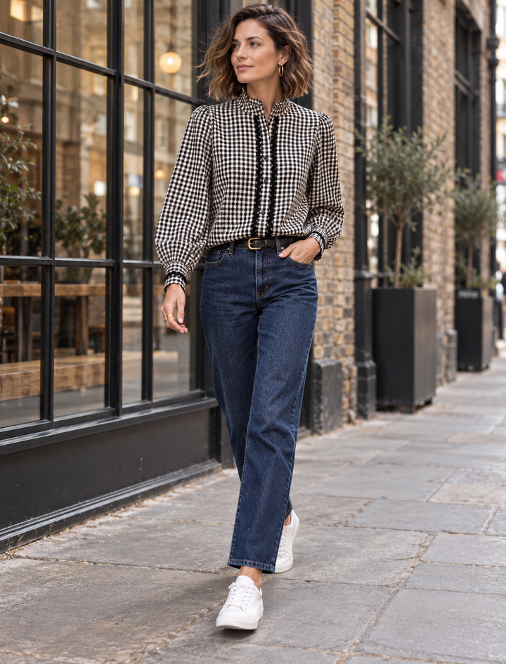 Nora Black Gingham Blouse