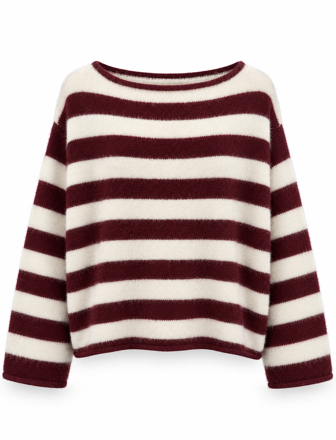 Noa Maroon & Cream Stripe Jumper