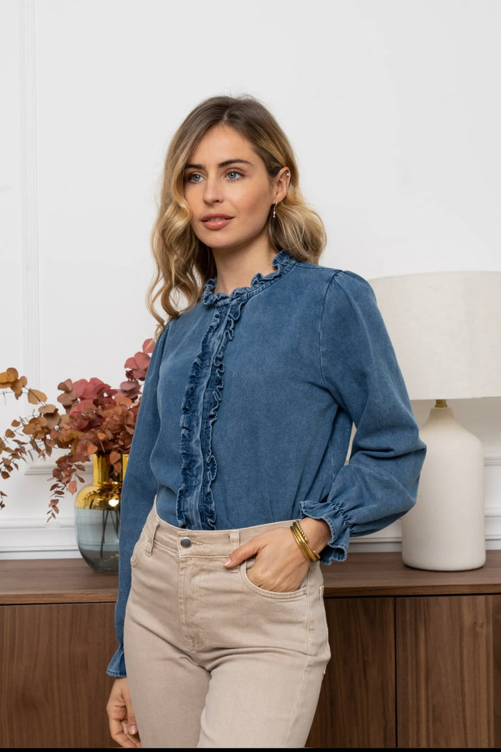 Alice Denim Frill Blouse