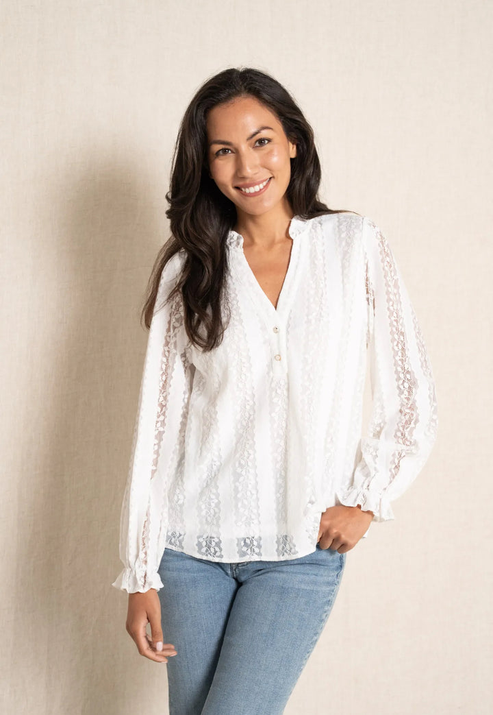 Greta V Neck Lace Detail Blouse