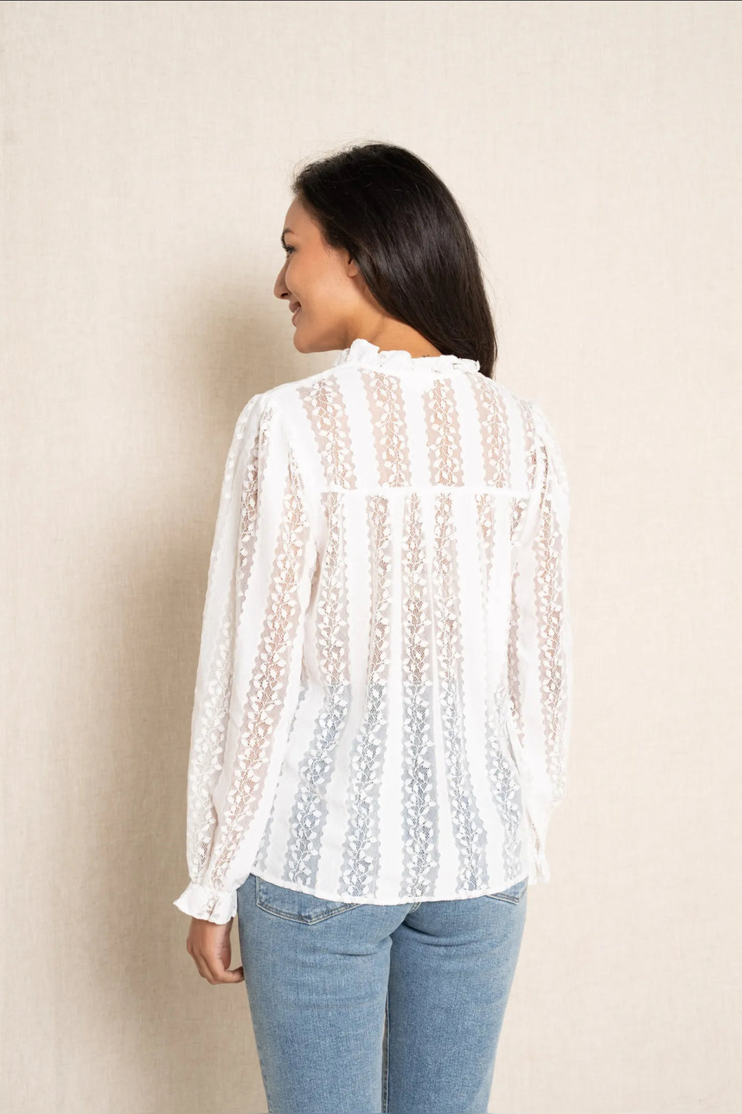 Greta V Neck Lace Detail Blouse