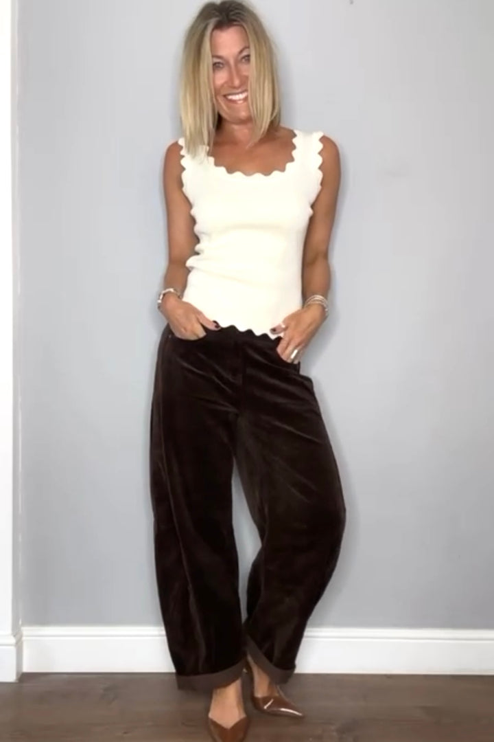 Cord Barrel Leg Jeans (Black or Chocolate)