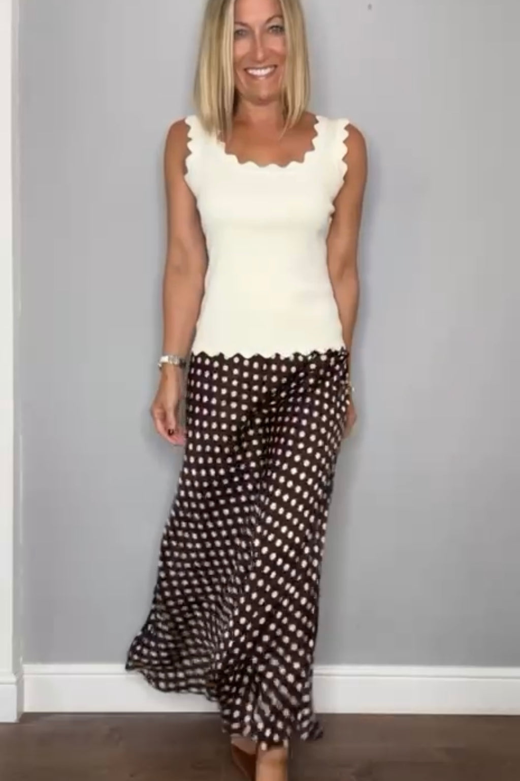 Sarah Polka Dot Skirt (Black or Chocolate)