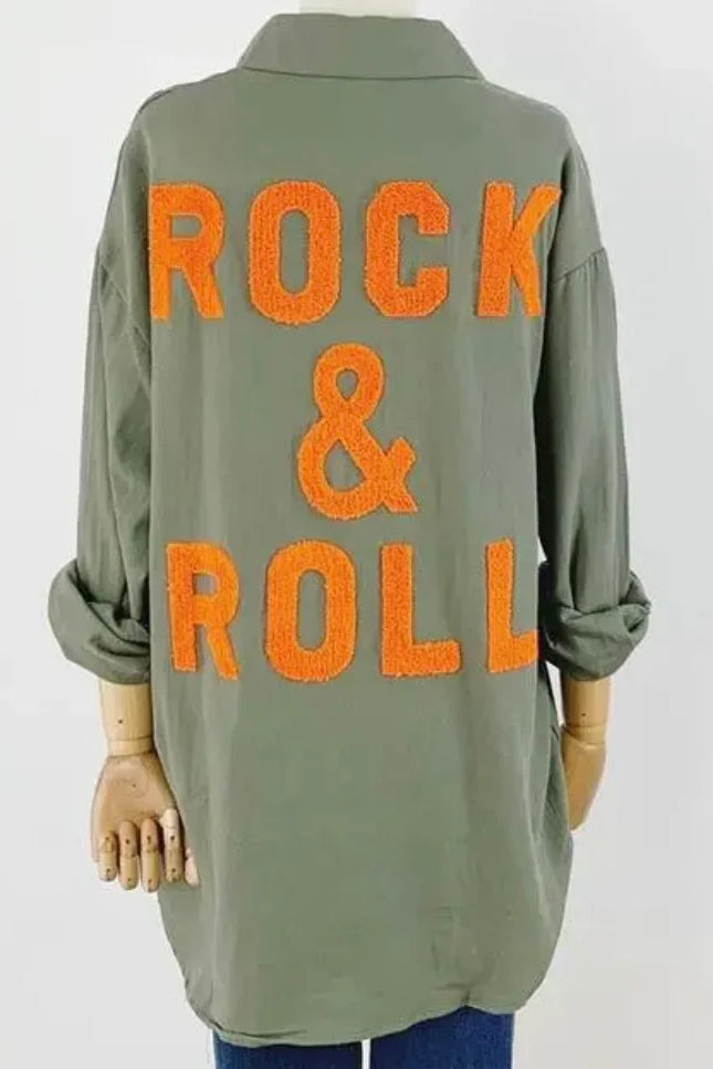 Rock & Roll Shirt | Khaki x Orange