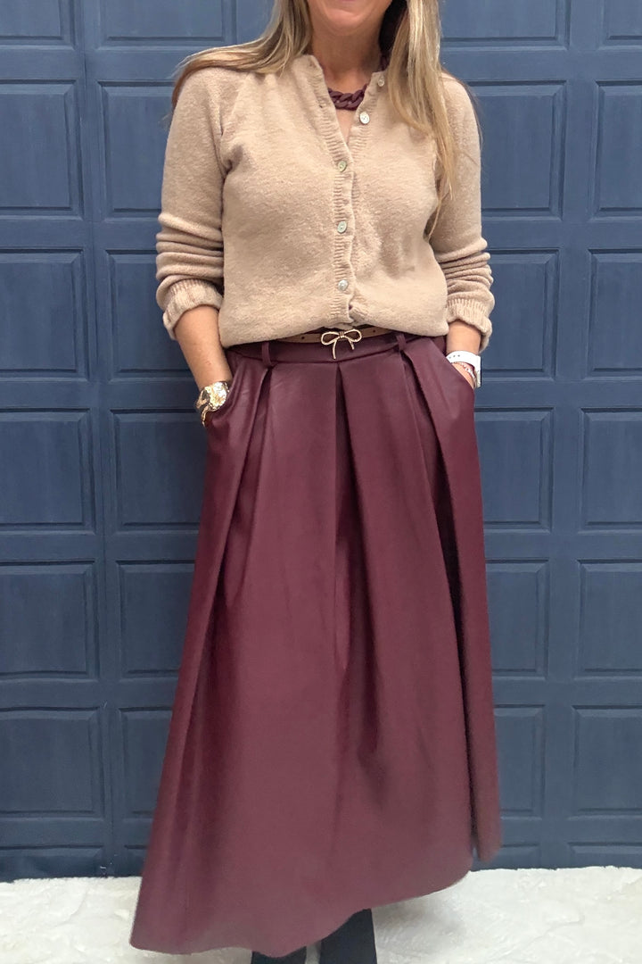 *** PRE ORDER *** Roxie Vegan Leather Pleather Skirt - Chocolate, Black and Burgundy colours
