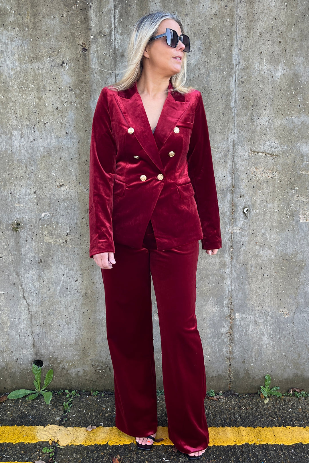 Penny Velvet Blazer | Burgundy