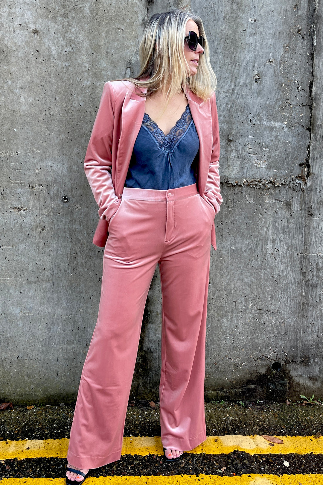 Riley Velvet Trousers | Dusky Pink