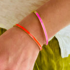 Cooper Enamel Oval Hinged Stainless Steel Bangle | 4mm Width