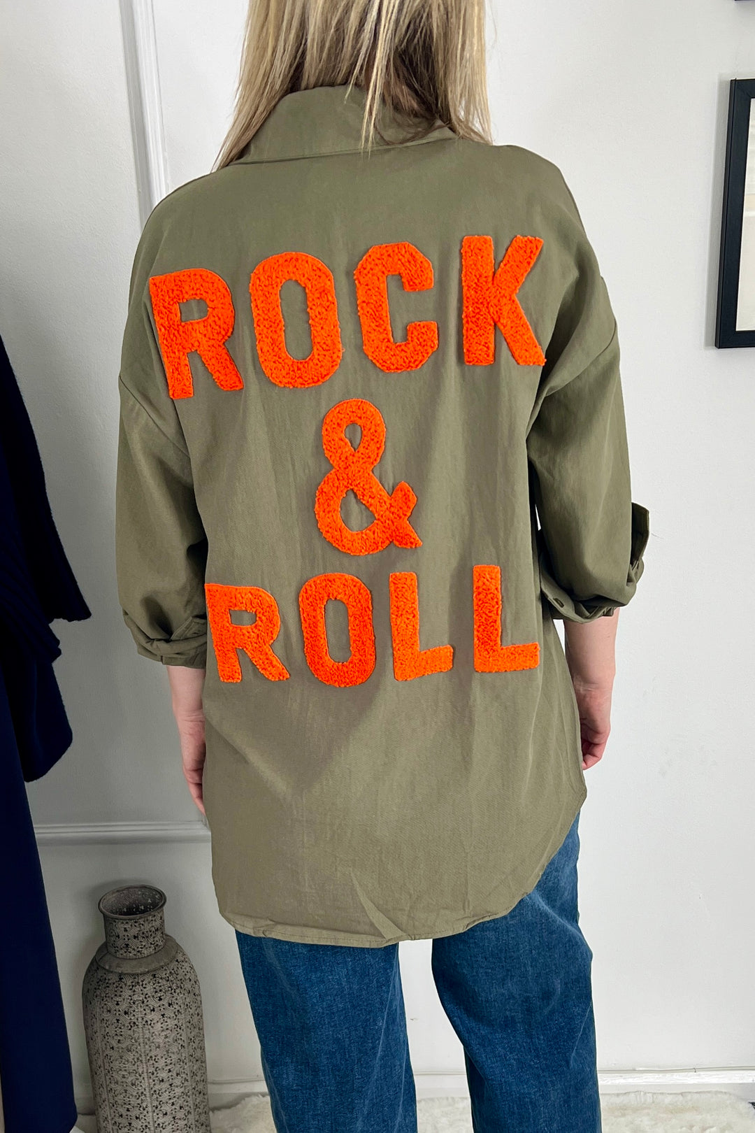 Rock & Roll Shirt | Khaki x Orange