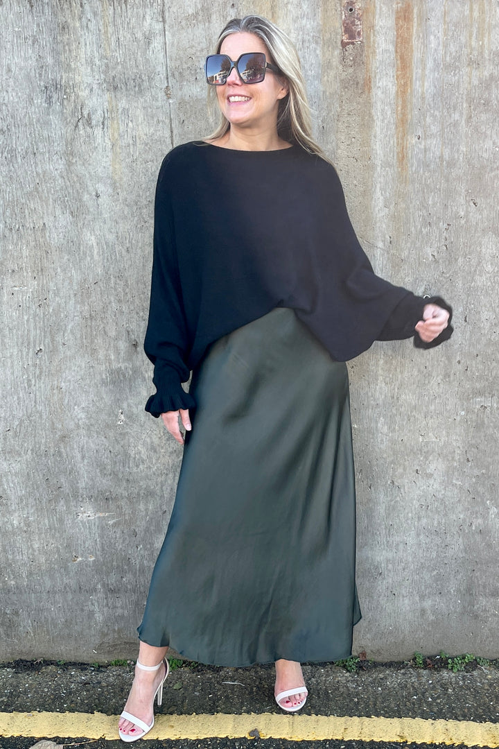 Laura Satin Skirt | Khaki