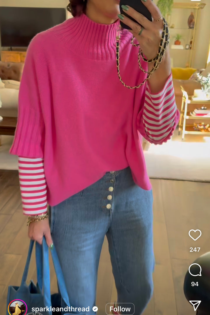 Phoebe Funnel Knit | Hot Pink