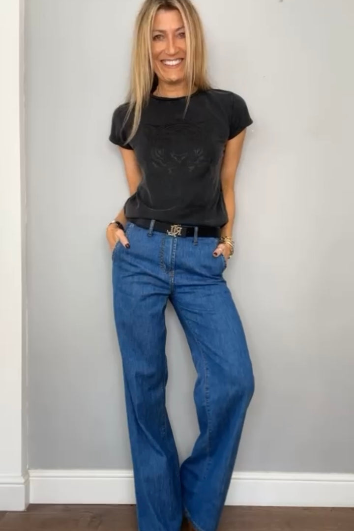 Taylor Wide Leg Jeans | Mid Denim