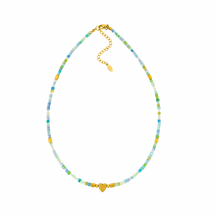 Gold Heart Beaded Necklace | Choose Your Colour!