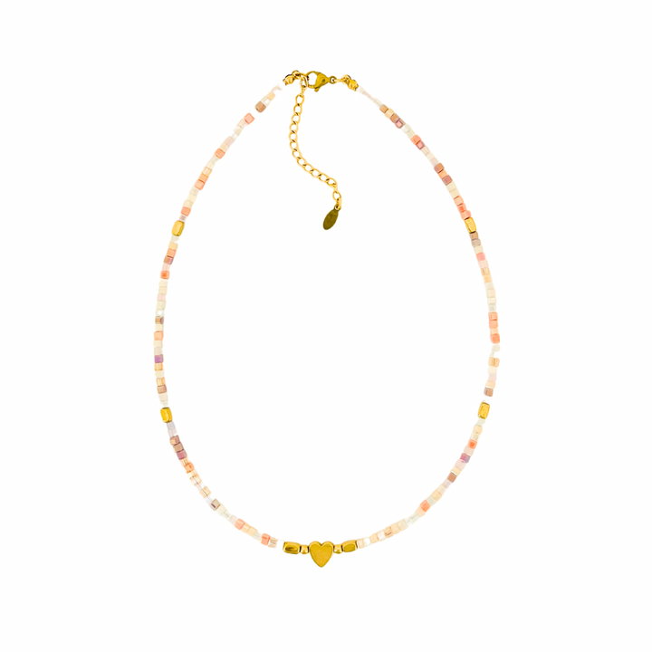 Gold Heart Beaded Necklace | Choose Your Colour!