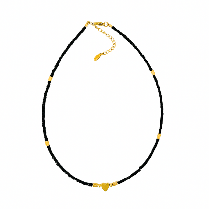 Gold Heart Beaded Necklace | Choose Your Colour!