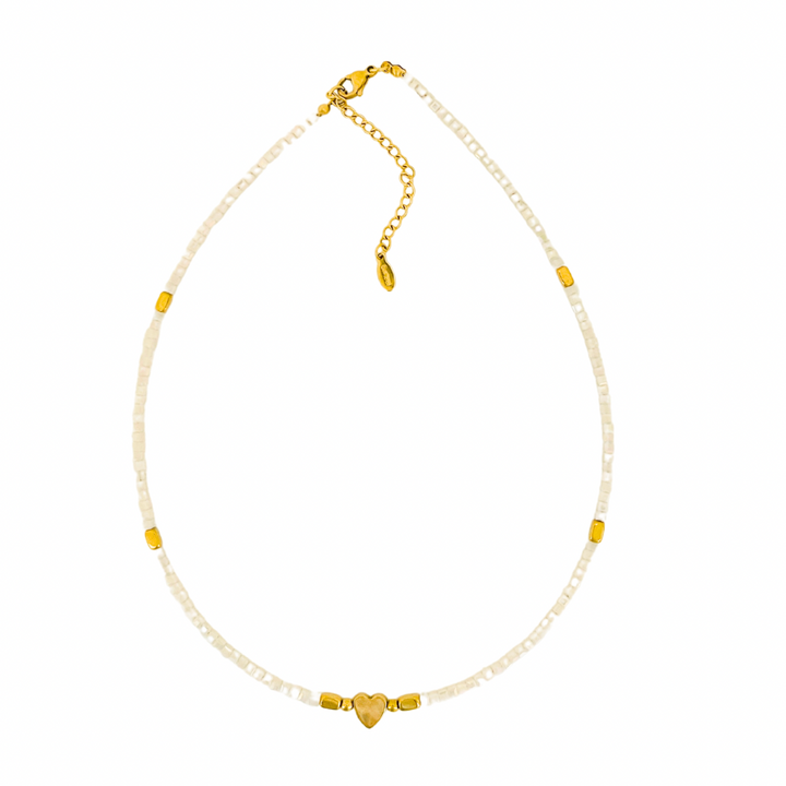 Gold Heart Beaded Necklace | Choose Your Colour!