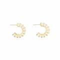 Boho Enamel Bamboo Hoops | White