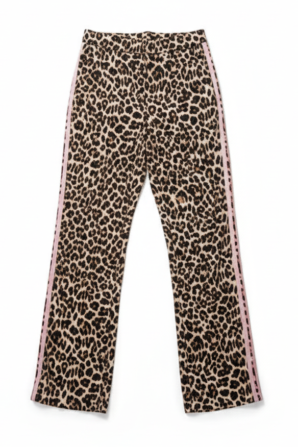 Sienna Leopard Print Side Stripe Wide Leg Joggers (Pink)