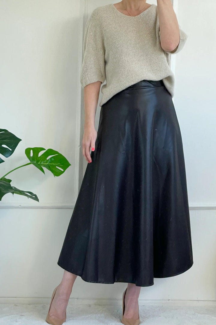 Roxie Pleather Maxi Skirt | Chocolate Brown