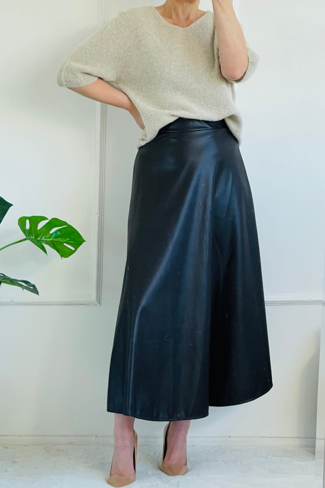 Roxie Pleather Maxi Skirt | Chocolate Brown