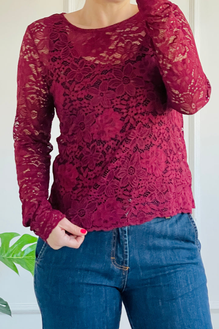 Miranda Lace Top | Burgundy