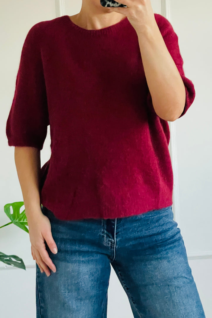 Sophie Alpaca Blend Crew Knit Jumper | Burgundy