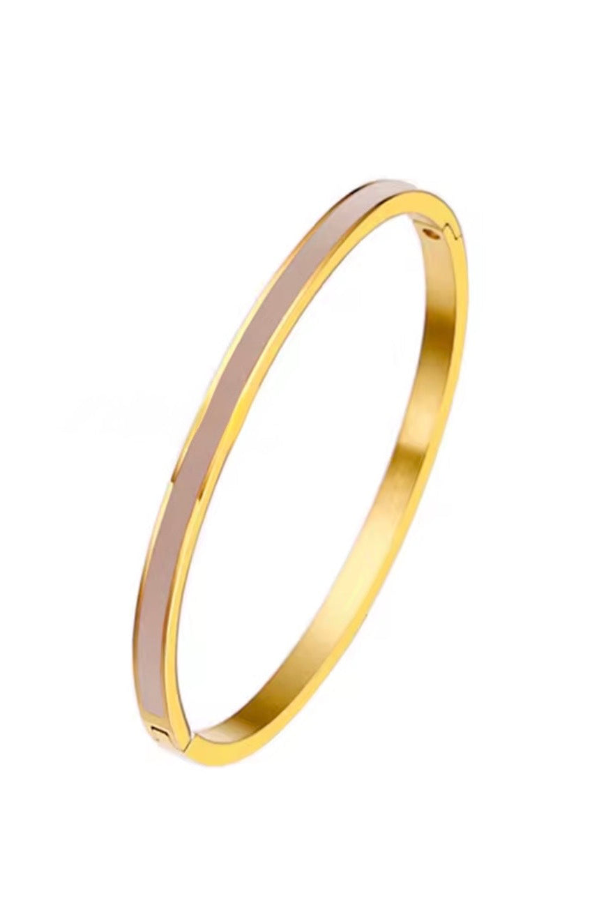 Cooper Enamel Oval Hinged Stainless Steel Bangle | 4mm Width