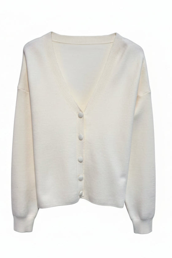 Lucie Cream V Neck Cardigan