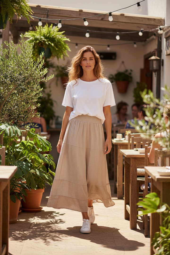 Nyla Cheesecloth Tiered Skirt(colours to choose)