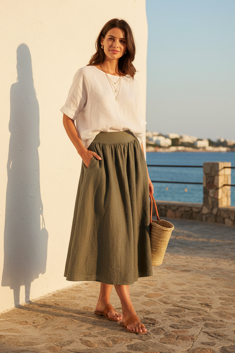Green skirt on a white background