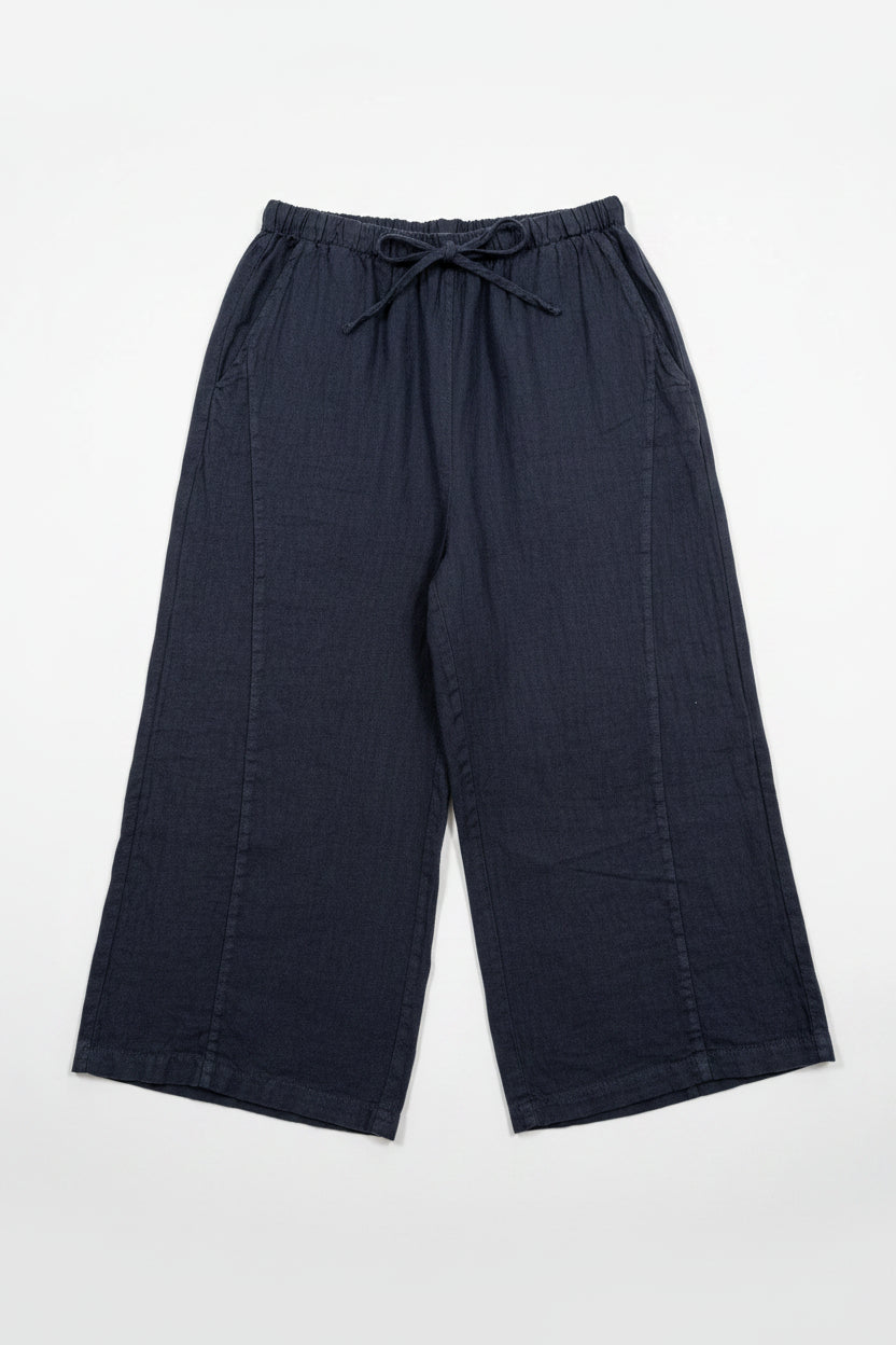 Riva Wide Leg 100% Linen Cropped Trousers