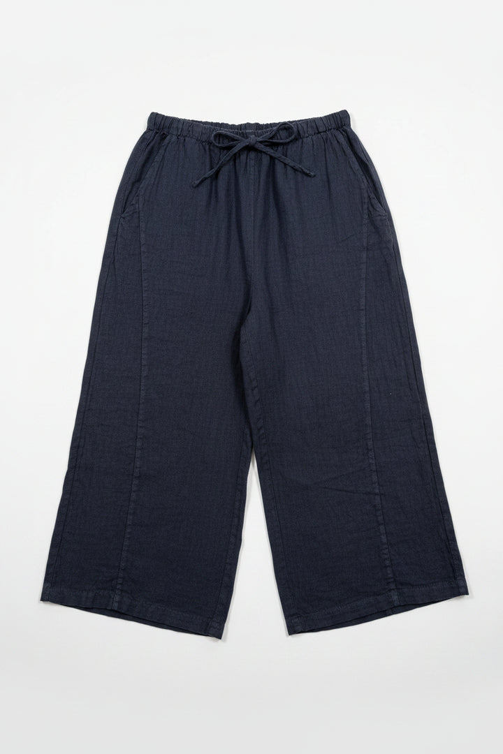 Riva Wide Leg 100% Linen Cropped Trousers