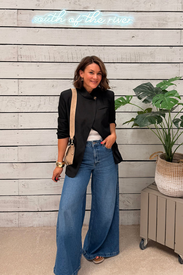 Funnel Neck Crossover Blazer (Black, Navy or Cream)