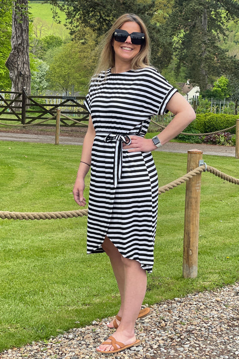 Farah Stripe Dress | Black x White