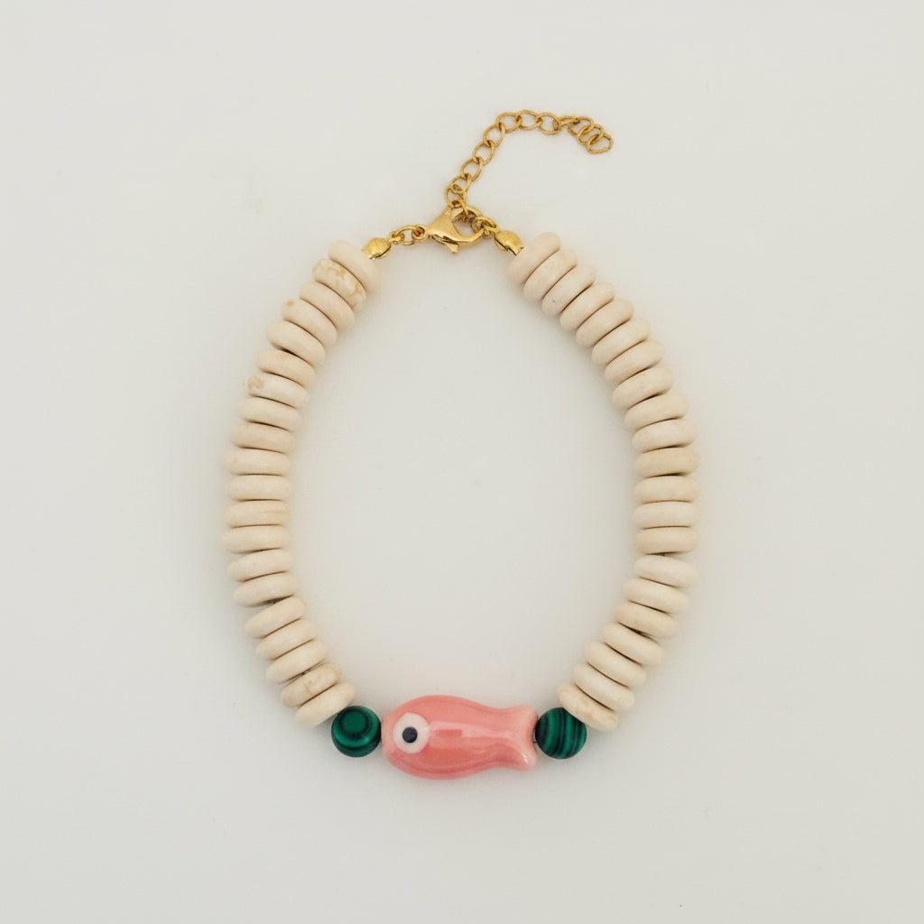 Boho Stone Fish Bracelet | White