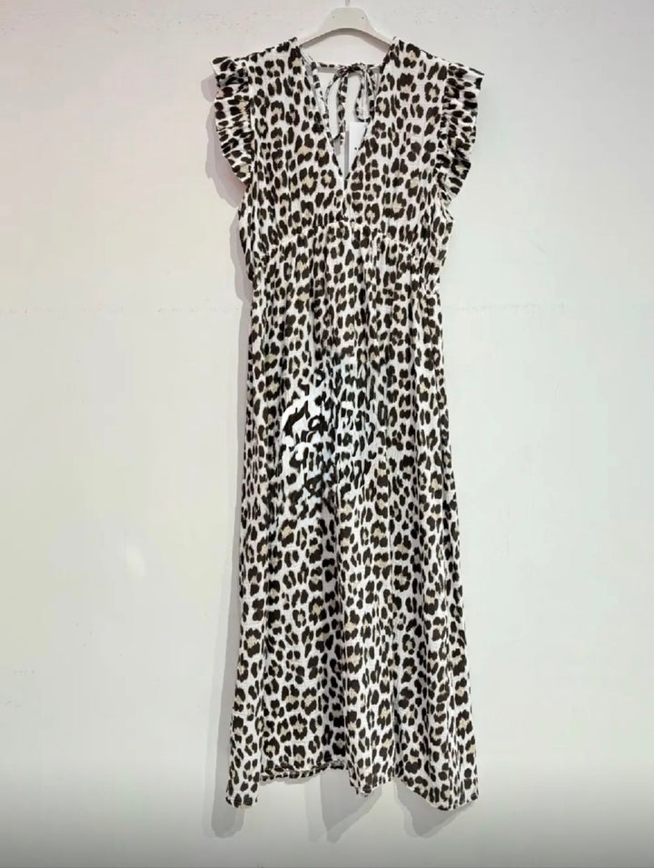 Ashton Cheesecloth Leopard Print Cotton Maxi Dress