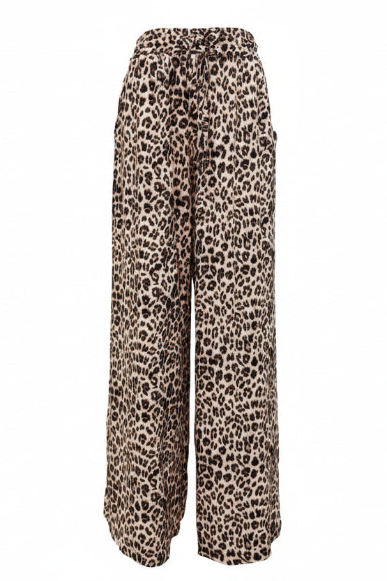 Leopard print pants on a white background